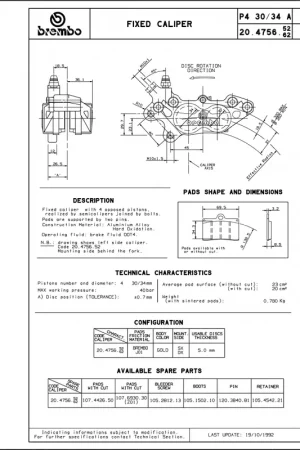 Hoge Kwaliteit BREMBO - CALIPER P4 30/34A - Brake Calipers - 40MM MOUNTING RACING